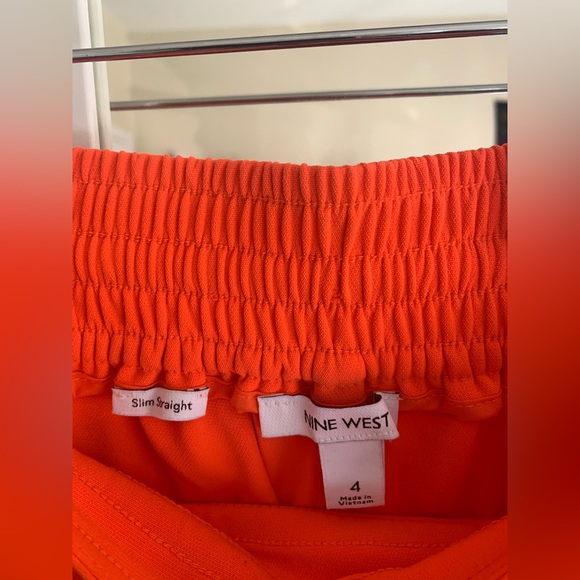 Nine West Women’s Slim Straight Orange Pull On Stretch Tapered Pants - Picture 7 of 7